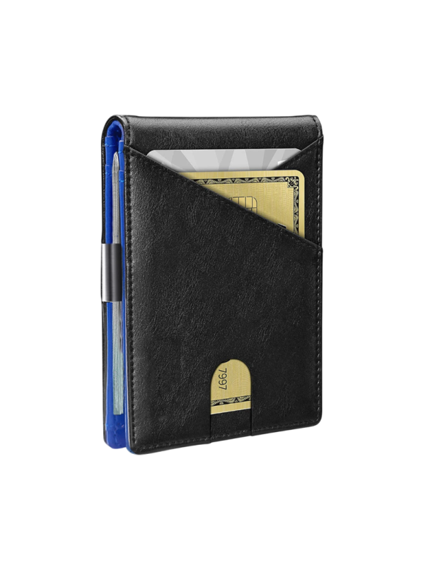 Pánska peňaženka 11,5 x 8,5 cm PU koža Neutrálne farby Priehradky na karty Kapsička na najpoužívanejšiu kartu Kompaktná elegantná peňaženka pre mužov modrá