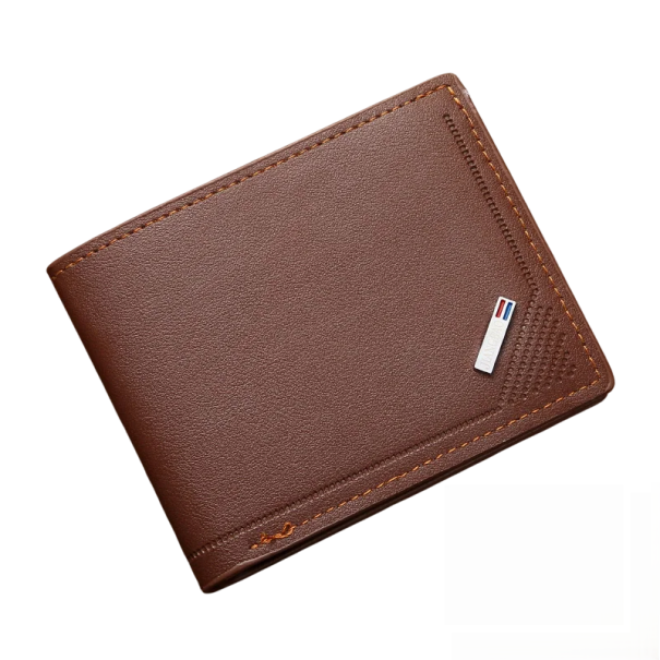 Pánska peňaženka 11,5 x 9,5 cm PU koža Praktická peňaženka s priehradkami na karty Moderná pánska peňaženka z odolného materiálu svetlo hnedá