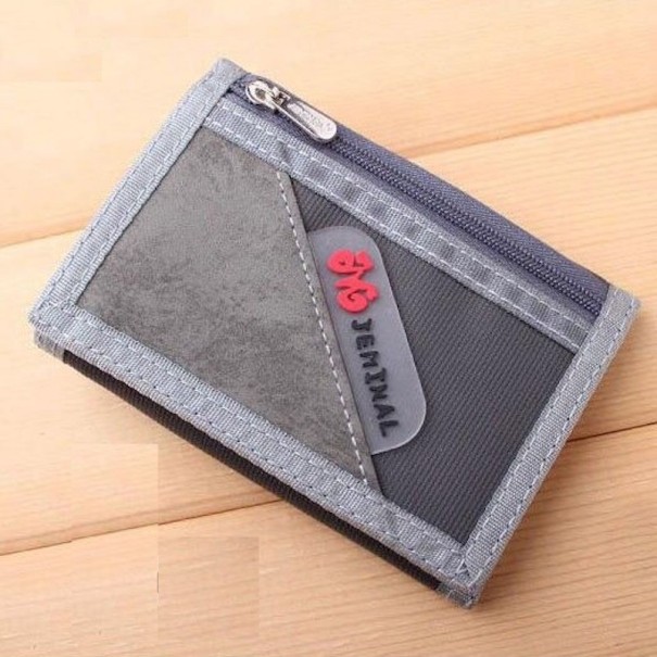 Pánska peňaženka na suchý zips M668 sivá