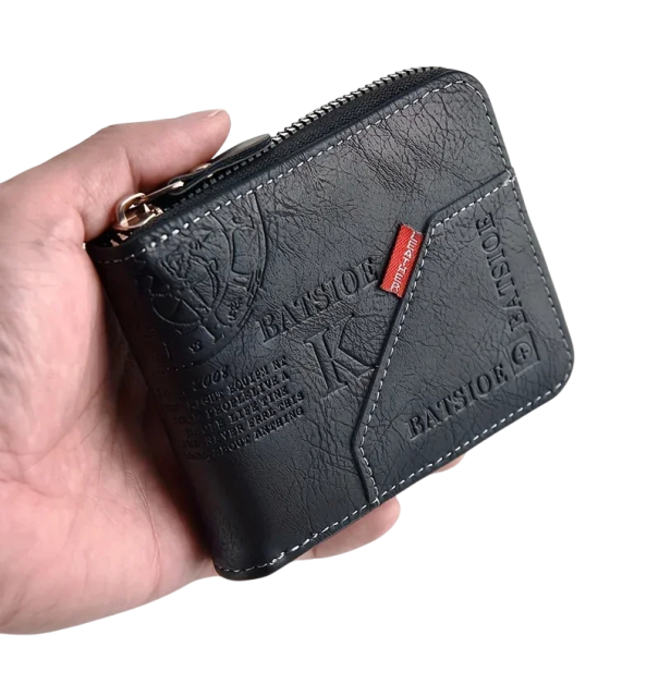 Pánská peněženka na zip PU kůže s kapsou na mince a kartami Praktická pánská peněženka se zipem Moderní peněženka pro muže černá