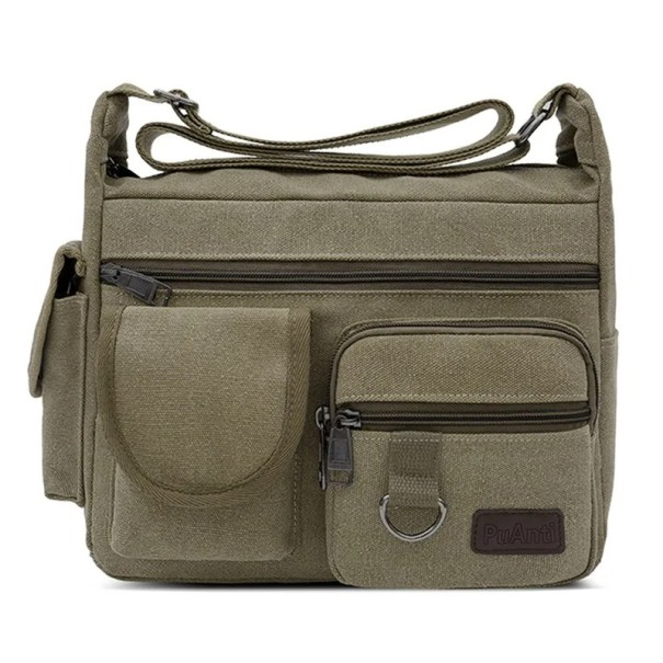 Pánska plátená taška cez rameno 31×21×14 cm Ležérne crossbody cestovná kabelka Vysoko kvalitná módna luxusná pánska taška zelená