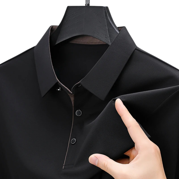 Pánská polokošile na zip V výstřih s límečkem Krátký rukáv Jednobarevná Polyester Spandex Pohodlný moderní střih černá M