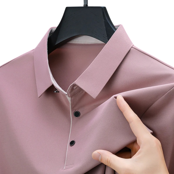 Pánská polokošile na zip V výstřih s límečkem Krátký rukáv Jednobarevná Polyester Spandex Pohodlný moderní střih růžová S