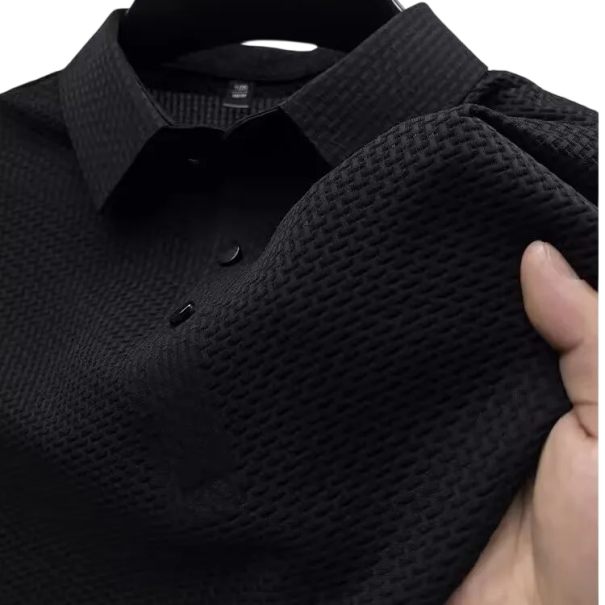 Pánska polokošile s krátkym rukávom Jednofarebná Límeček Zapínanie na gombíky Polyester Klasický strih čierna L