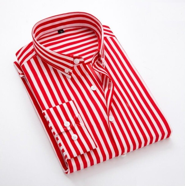 Pánská pruhovaná košile F667 červená L