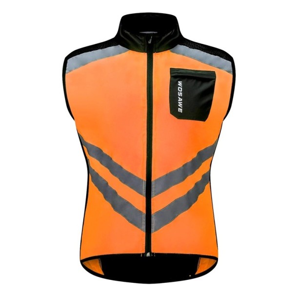 Pánská sportovní vesta s pruhy na zip polyester nylon bez rukávů pro cyklistiku, běh a outdoorové aktivity oranžová S