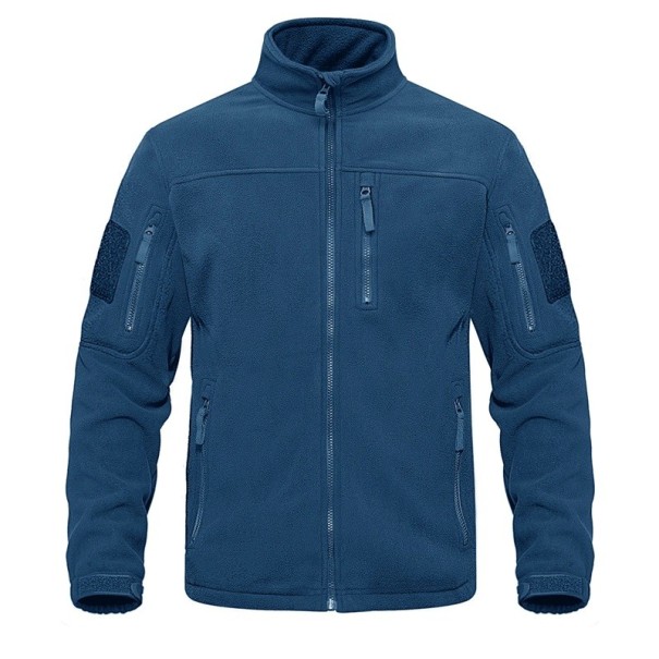 Pánská taktická outdoorová fleece bunda s více kapsami na zip Sportovní bunda s vysokým límcem Větruodolné turistické oblečení tyrkysová S