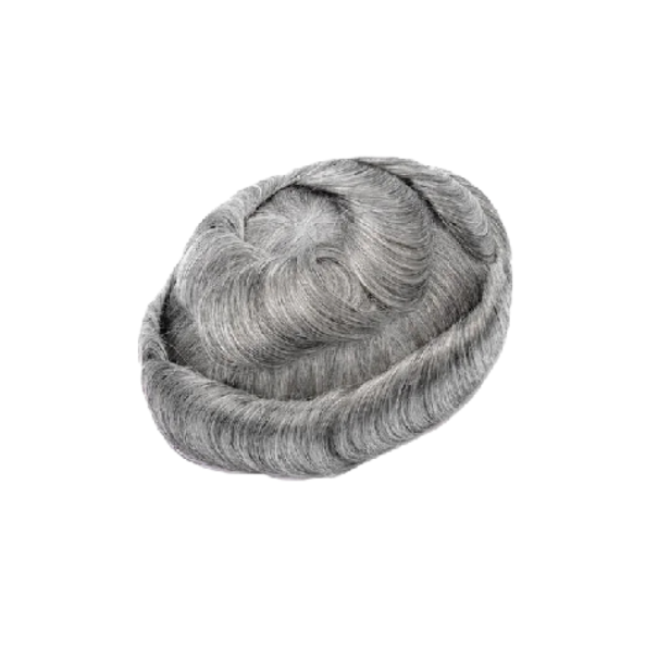 Pánská vlasová náhrada tupé 0,12–0,14 mm Tenká neviditelná kožní báze 15,2 x 20,3 cm Rovné pravé lidské vlasy Hustota 120 % Barva šedá 1