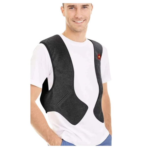 Pánska vyhrievaná vesta s ohrevom chrbta 3 teplotné režimy polyester čierna pre zimné nosenie, prácu vonku a outdoorové aktivity S