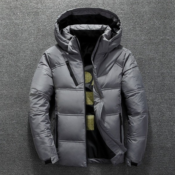 Pánska zimná bunda s kapucňou A1743 sivá S
