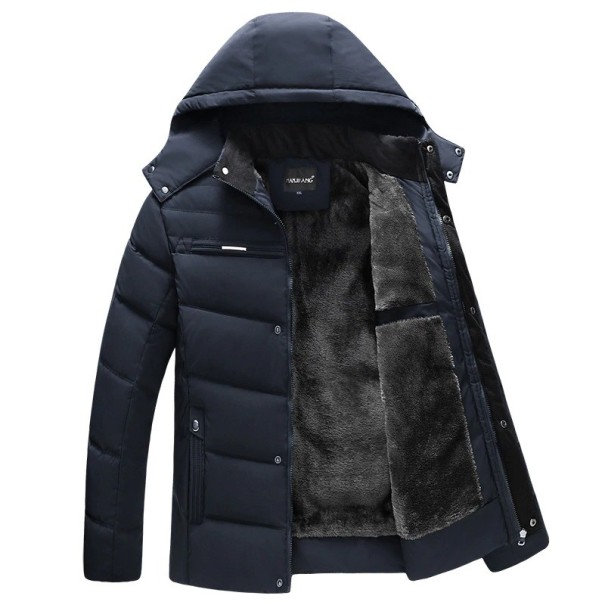 Pánska zimná bunda s kapucňou A1802 tmavo modrá S 2