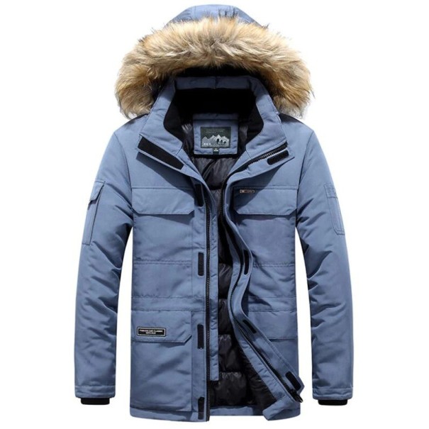 Pánska zimná bunda s kapucňou S52 modrá XXS