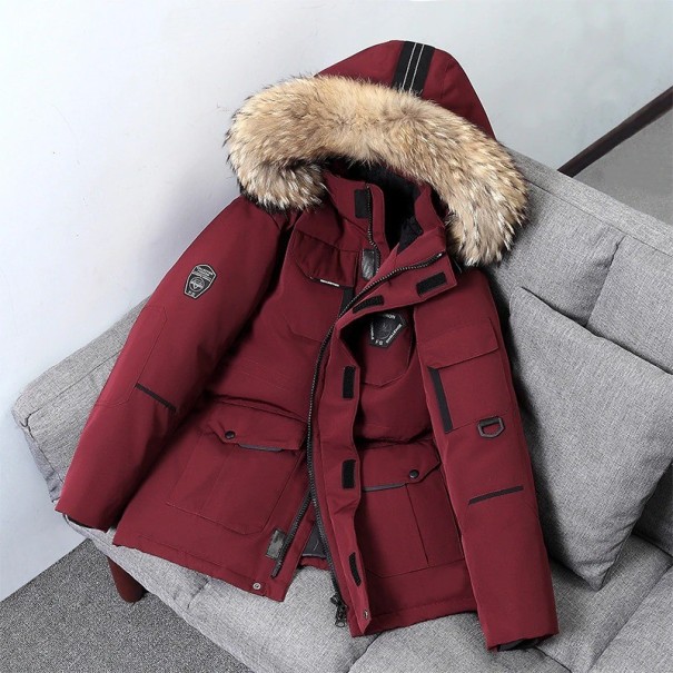 Pánska zimná bunda s kožušinkou F1107 vínová L