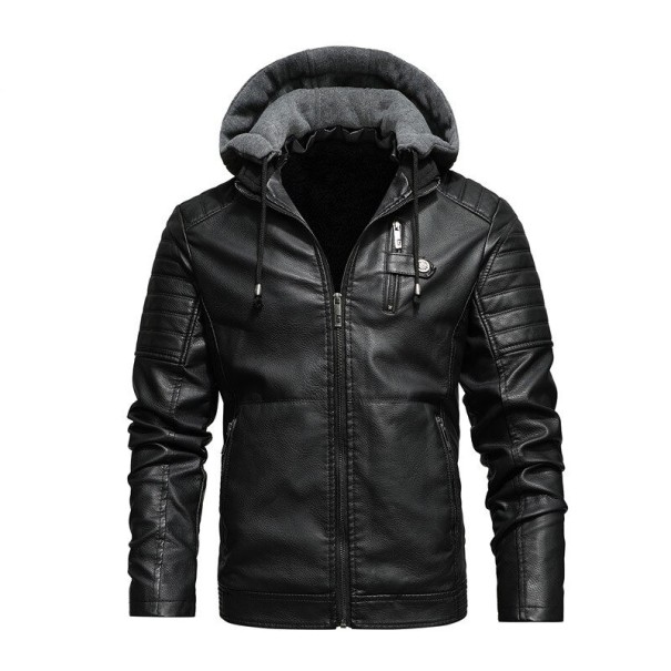 Pánska zimná kožená bunda F1080 čierna M