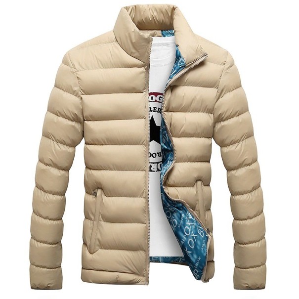 Pánská zimní bunda prošívaná khaki XXS