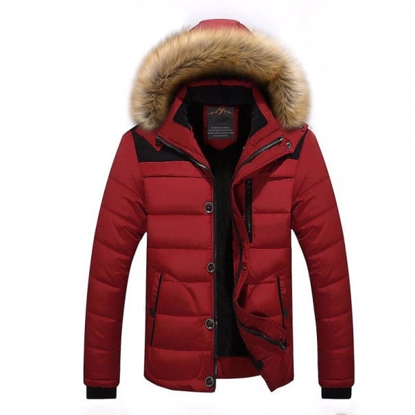 Pánská zimní bunda s kožichem J2629 červená 3XL