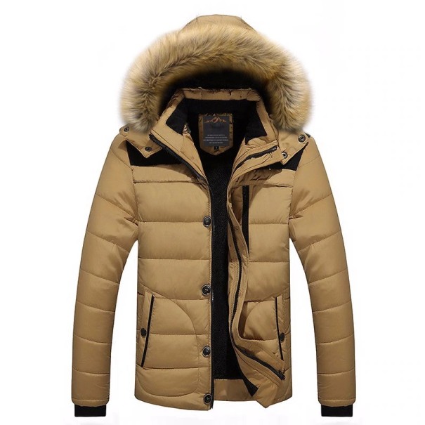 Pánská zimní bunda s kožichem J2629 khaki 3XL