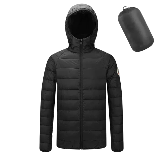 Pánská zimní bunda Unisex větruodolné provedení S kapucí Zapínání na zip Polyesterová bunda s výšivkou na paži Teplé zimní provedení černá S