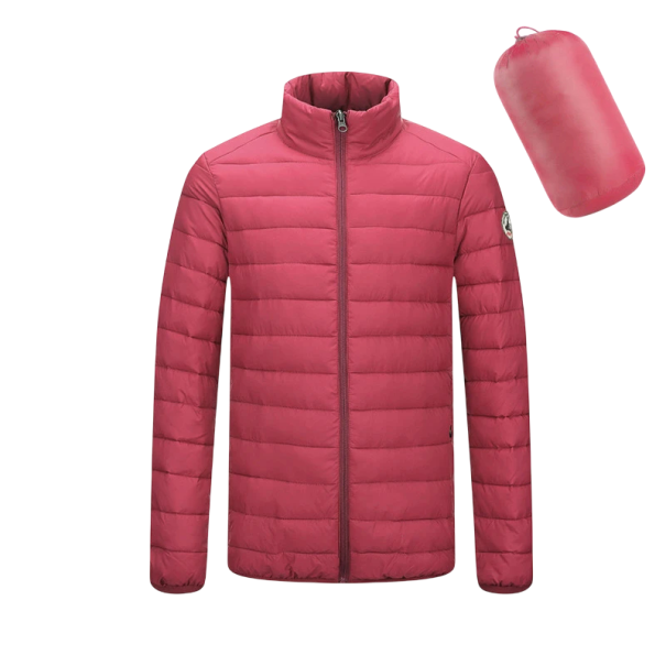 Pánská zimní bunda Unisex větruodolné provedení Zapínání na zip Odolný polyester Stylová bunda s výšivkou na paži Teplé zimní provedení růžová XXS