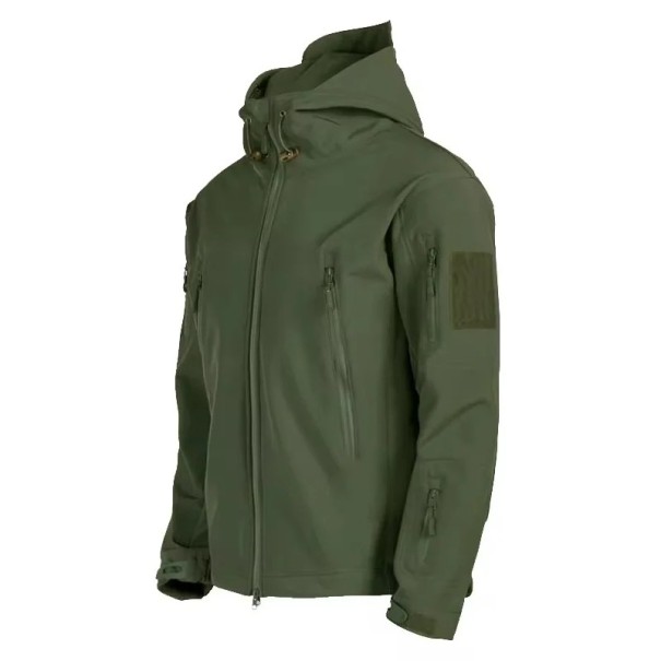 Pánská zimní nepromokavá bunda s kapucí na zip s kapsami BAVLNA POLYESTER různé barvy jednobarevná zelená M