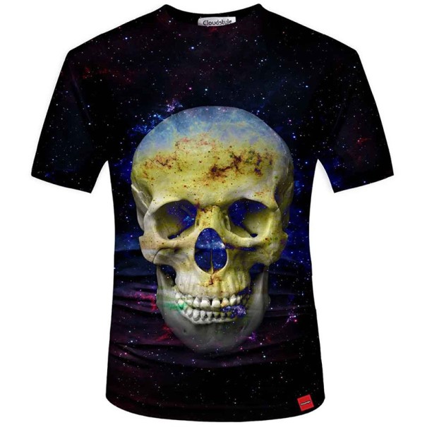 Pánské 3D tričko - Vesmírná lebka L