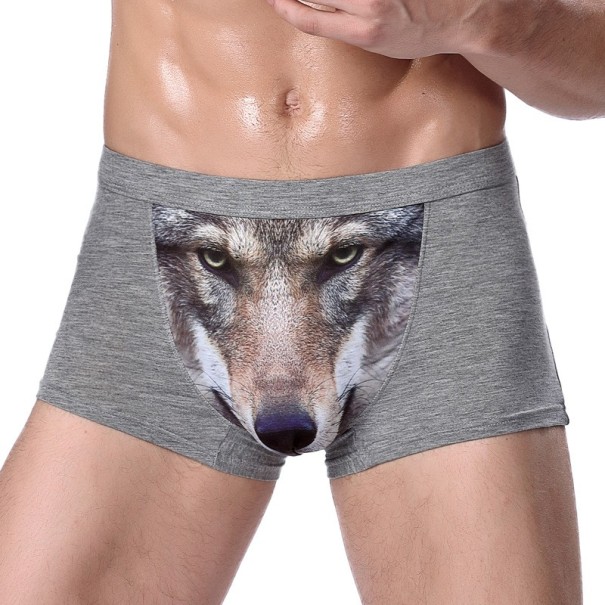 Pánské boxerky s vlkem J2638 šedá M