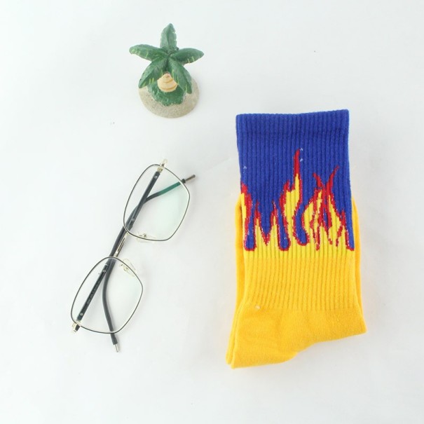Pánske dlhé ponožky - Plamene žltá
