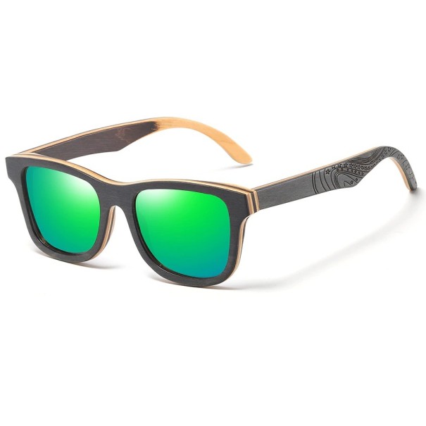 Pánské dřevěné sluneční brýle E2161 zelená