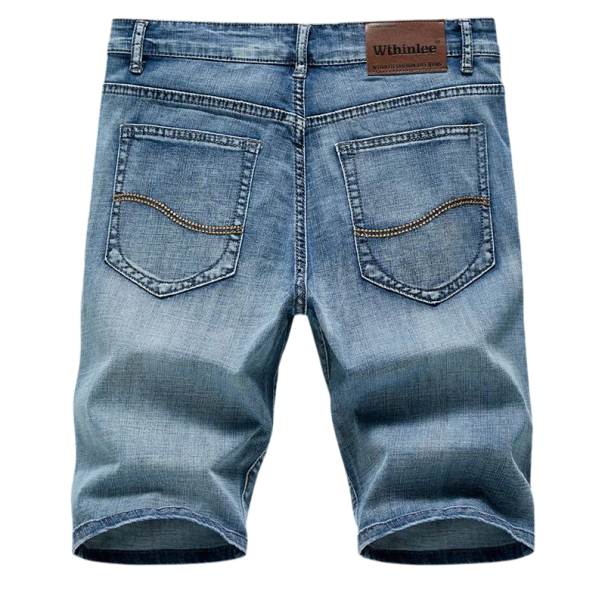 Pánské džínové kraťasy s kapsami Úzký rovný střih Letní džíny do města i na volný čas Pohodlné a stylové krátké kalhoty z denimu pro muže modrá 33
