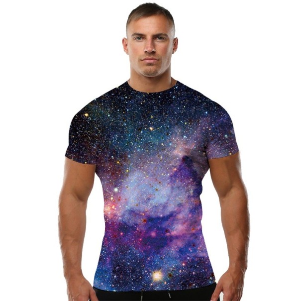 Pánské elastické 3D tričko s potiskem - Vesmír XL