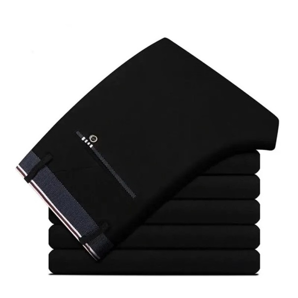 Pánské elegantní kalhoty s elastickým materiálem Rovný střih Formální kalhoty do práce i na společenské akce Pohodlné nošení černá 34