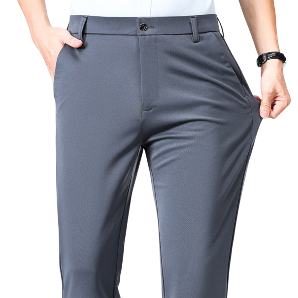 Pánské elegantní společenské kalhoty s kapsami Jednobarevné formální kalhoty Různé barvy Pohodlný střih Polyester Spandex světle šedá 33