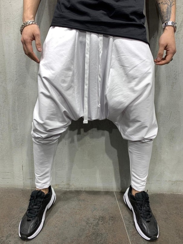 Pánské harémové kalhoty F1535 bílá XS