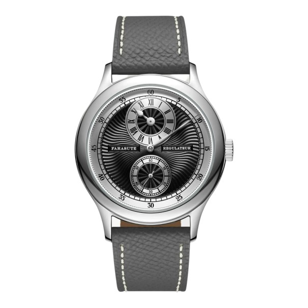 Pánske hodinky Farasute Regulateur Luxusné s ručným nátahom a gilošovaným ciferníkom Vodoodolné 5 bar Priemer 39 mm Oceľ 316L čierna