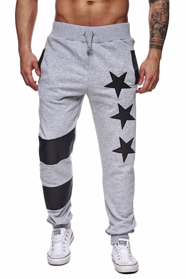 Pánské joggers s hvězdičkami J2119 světle šedá S