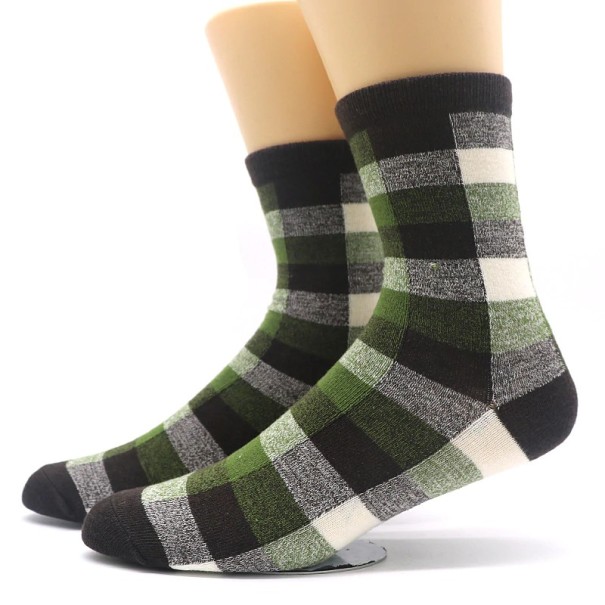 Pánske kockované ponožky A2485 zelená
