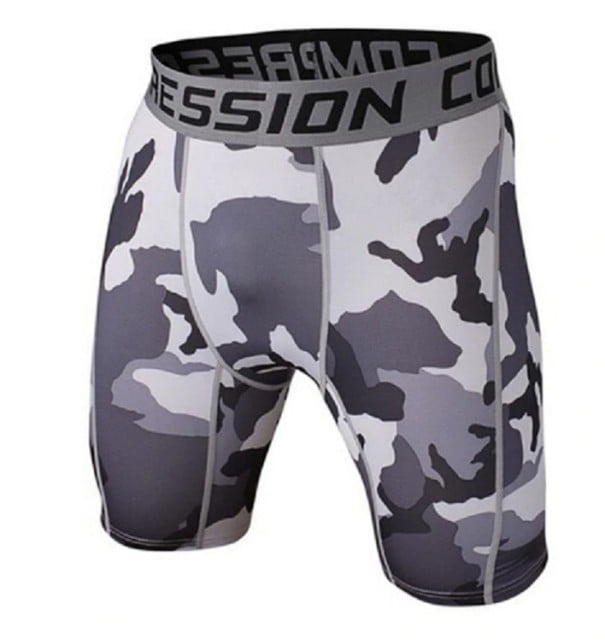 Pánské kompresní kraťasy s armádním vzorem Polyester spandex šedá S