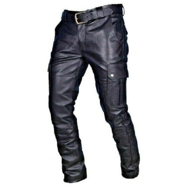 Pánské kožené kalhoty F1564 černá S