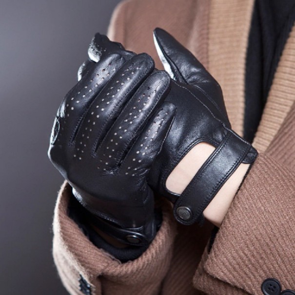 Pánske kožené voľnočasové rukavice - Čierne L