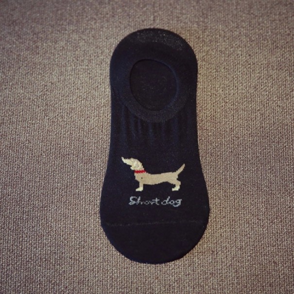 Pánské krátké ponožky s jezevčíky černá