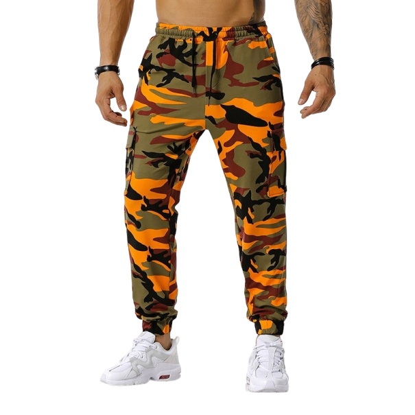 Pánské maskáčové kalhoty F1447 oranžová XXL
