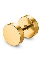Pánske náušnice v tvare činky J2943 zlatá 14 mm