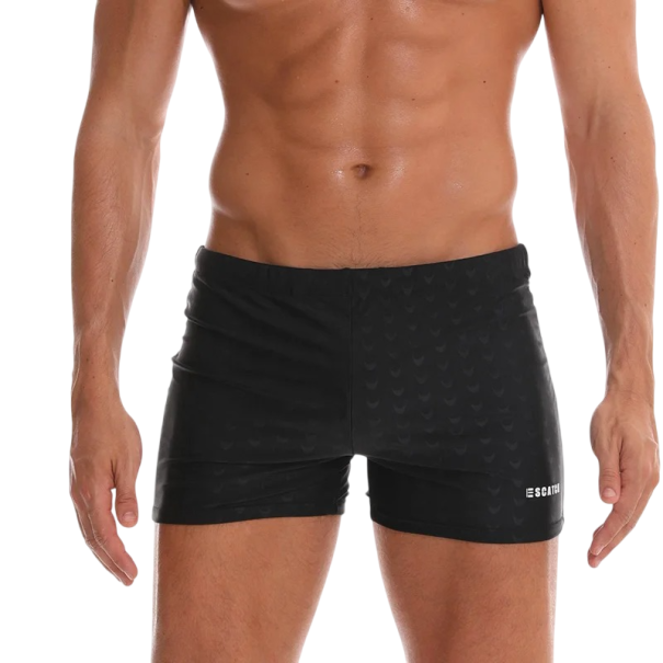 Pánske plavky čierne Jednofarebné Polyester Spandex Elastický pás Priliehajúci strih Rýchloschnúce plavky na pláž bazén M