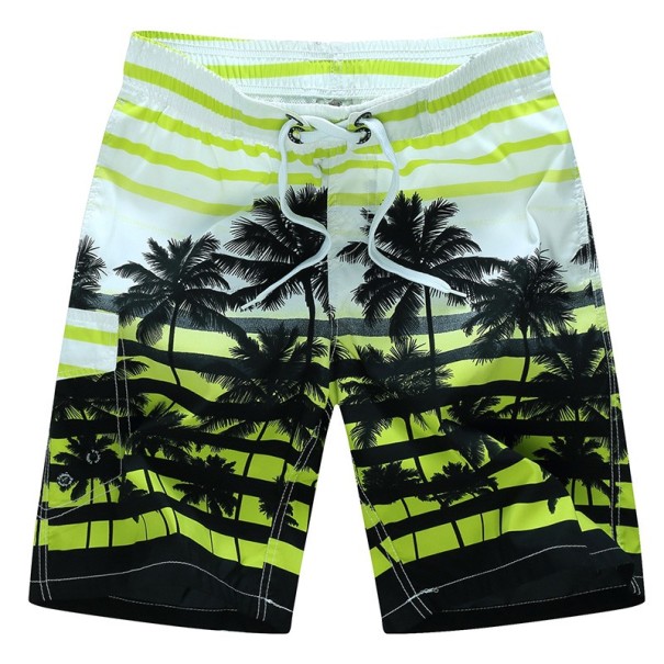 Pánské plážové šortky s palmami J2762 žlutá 3XL