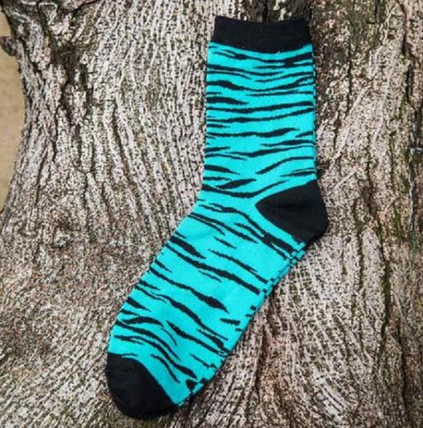 Pánské ponožky s motivem zebry světle modrá