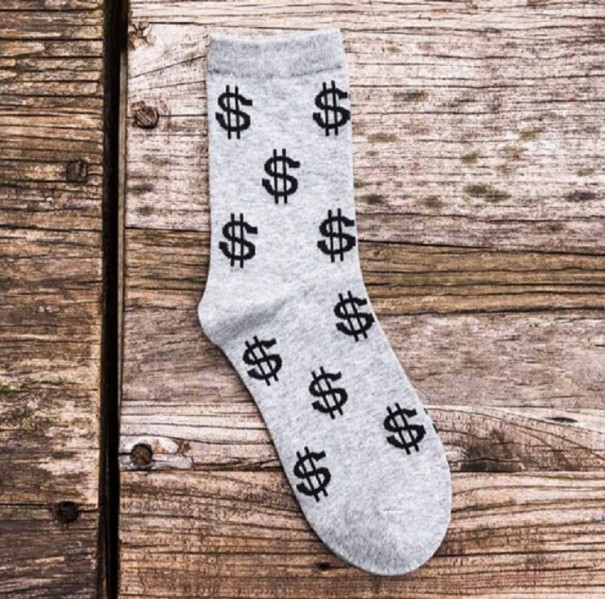 Pánské ponožky s potiskem dolarů světle šedá