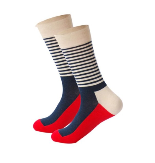 Pánske pruhované ponožky červená