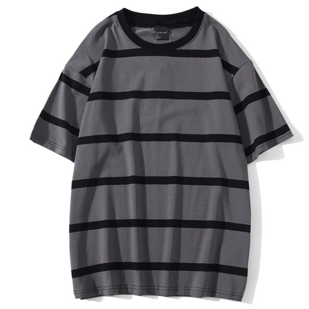 Pánske pruhované tričko T2069 tmavo sivá XXS