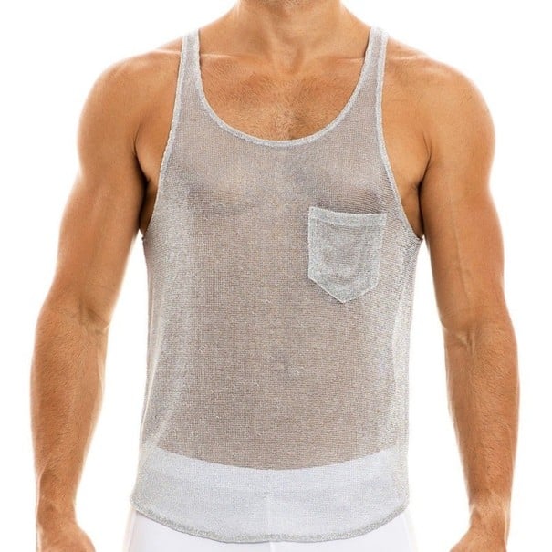 Pánské průsvitné tílko T1990 šedá 3XL