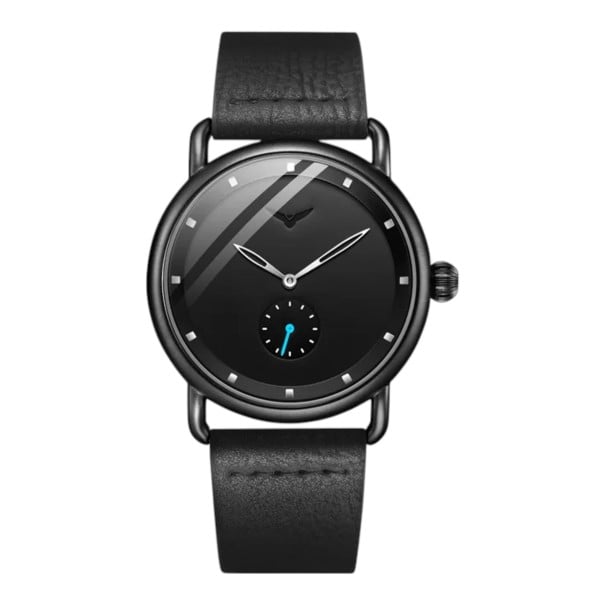 Pánske quartz hodinky ONOLA Minimalistické s malou sekundovkou Vodoodolné 30 m Priemer 41 mm Nerezová oceľ Kožený remienok Na každý deň čierna